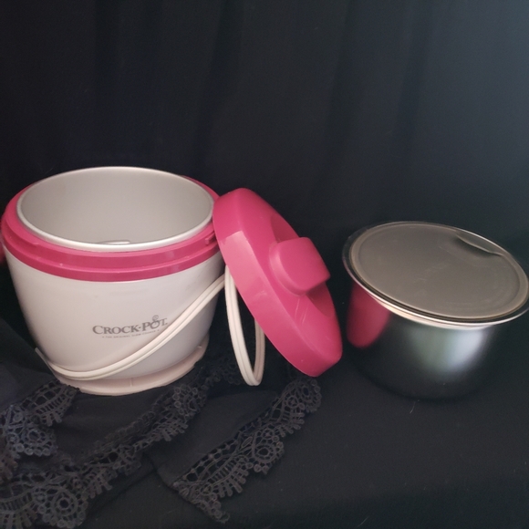 Personal Crock-Pot Lunch Crock Mini Warmer White & Pink Pre-Owned 5.5”  - Picture 4 of 8